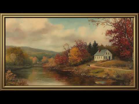 Vintage Country House Painting | Gold Frame TV Art | Screensaver for TV | 🎹 🎵 Piano Music for Relax