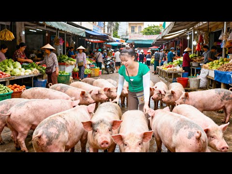 Use Horse Bring 80Kg Pig Goes To Market Sell | Bushcraft Farm