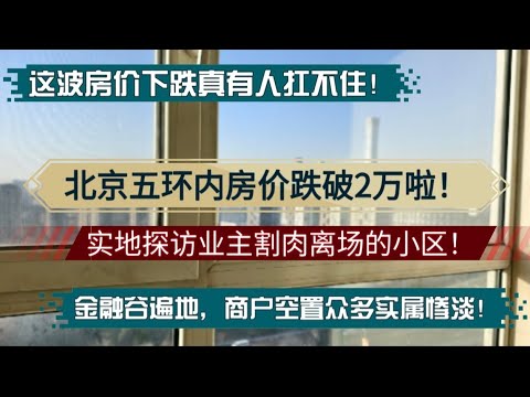 北京五环内的房价跌破2万了！二手房业主惨烈割肉离场的小区实地探访！金融谷遍地，商户空置众多实属惨淡！这波房价下跌真有人扛不住。真实房地产价格|二手房割肉离场|房产价格坍塌|实地探访|二手房企稳小区揭秘