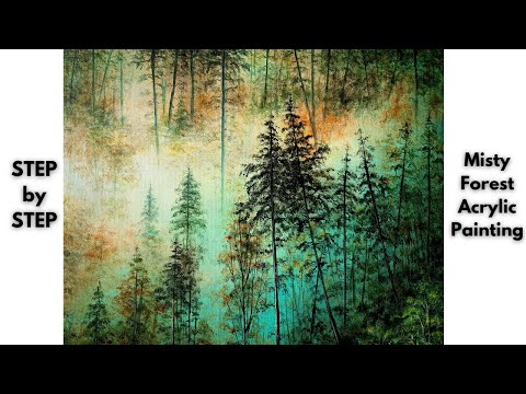 Misty Forest STEP by STEP Acrylic Painting Tutorial