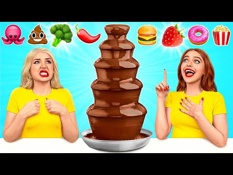 Chocolate Fountain Fondue Challenge | Crazy Challenge by Friendly DO