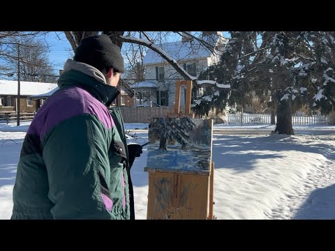 Plein Air Painting SNOW in FREEZING Cold | Winter Oil Painting