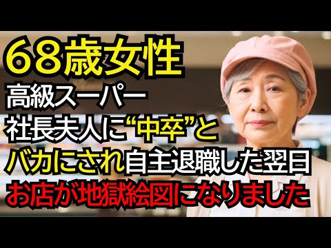 高級スーパーの社長夫人に学歴を見下されたおばあさん──「中卒の給料泥棒」とバカにされ自主退職した翌日、お店が地獄絵図になりました