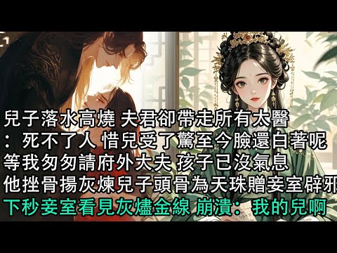 【一口氣看完】兒子落水高燒 夫君卻帶走所有太醫:死不了人!惜兒受了驚至今臉還白著呢,等我匆匆請府外大夫 孩子已沒氣息,他挫骨揚灰煉兒子頭骨為天珠贈妾室辟邪,下秒妾室看見灰燼金線 崩潰:我的兒啊