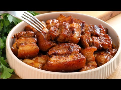 Juicy Fried Pork Belly in a Delicious Homemade Sauce. Easy and Tasty Pork Belly Recipe.