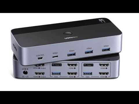 KVM Switch HDMI+USB 3.0 с двумя дисплеями, 2 входа, 2 выхода, 4K@60Hz AK500 (55455) #UGREEN