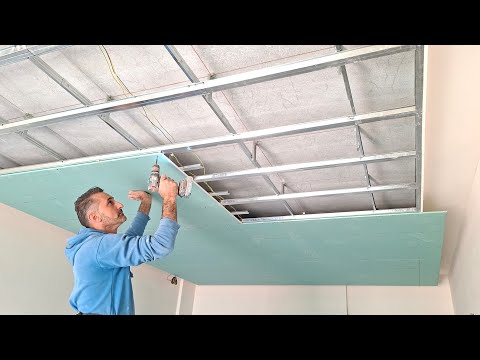 How to create a gypsum ceiling with lighting on the wall side