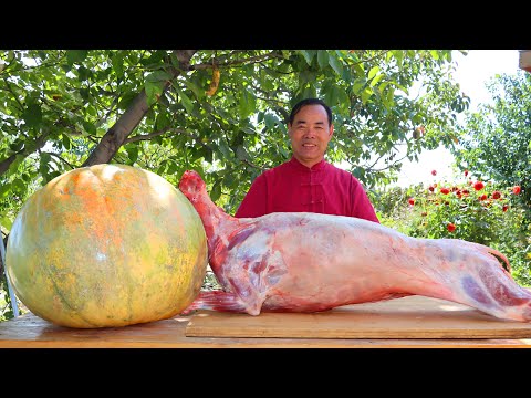 Roasting a Whole Lamb Inside a 42kg Giant Pumpkin! Bet You Never Seen Before! | Uncle Rural Gourmet