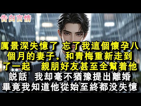 厲景深失憶了，忘了我這個懷孕八個月的妻子。和青梅重新走到了一起。親朋好友甚至幫著他說話。我卻毫不猶豫提出離婚，畢竟他從始至終都沒失憶。#小說 #愛情 #故事