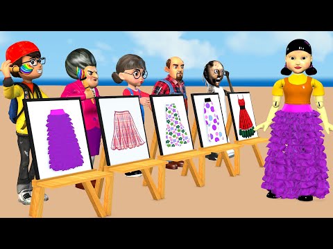 Scary Teacher 3D vs Squid Game Design New Skirt Squid Girl Nice or Error 5 Times Challenge