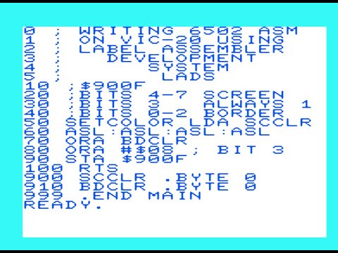 Writing 6502 Assembly Language on a Commodore VIC-20 using Label Assembler Development System (LADS)