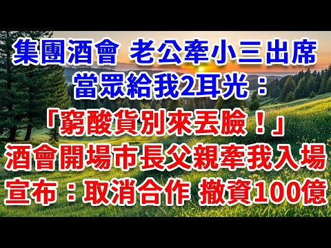 集團酒會 老公牽小三出席，當眾給我2耳光：窮酸貨別來丟臉！酒會開場市長父親牽我入場：取消合作 撤資100億！#詩涵講故事#為人處世#生活經驗#情感故事#晚年哲理#說故事#完結文#原創故事