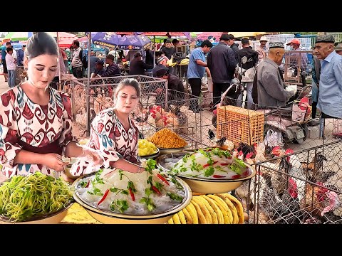 REAL Uyghur Bazaar Life in Xinjiang, China: Sizzling Lamb Intestines, Juicy Samsa & Pigeon Market