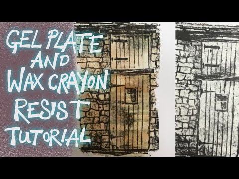 Gel plate print tips - wax crayon resist!