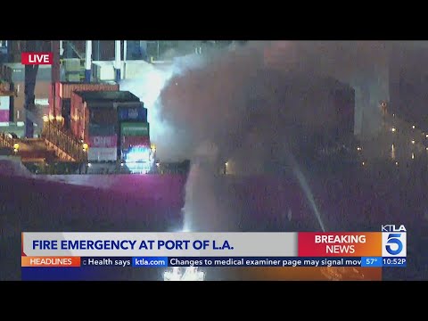 LAFD continues efforts to contain fire on container ship in San Pedro