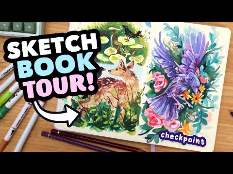 Sketchbook Tour! // Colourful & Messy Mix-Media art (halfway checkpoint)