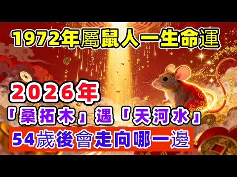 1972年屬鼠人一生命運！2026年「桑拓木」遇「天河水」54歲後會走向哪一邊 |老李說運勢 #生肖鼠 #屬鼠人 #1972年 #2026年運勢 #2026年運勢 #馬年 #丙午年 #好運生肖