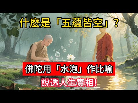 什麼是「五蘊皆空」？佛陀用「水泡」作比喻，說透人生實相，聽後恍然大悟！#佛學 #正能量 #菩提解脫道 #佛教文化 #佛教故事 #人生感悟