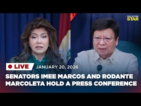 LIVESTREAM: Senators Imee Marcos and Rodante Marcoleta hold a press conference (January 20, 2026)