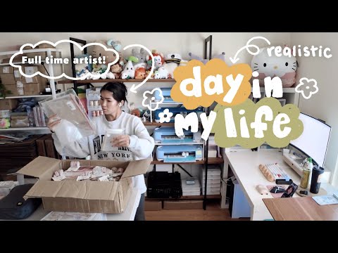 a ✨realistic✨ day as a self-employed artist 🌱 not perfect, a little chaotic, but still worth it