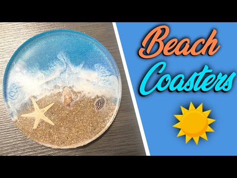 🏖️ Sandy Seashell Beach Theme w/ Waves 🌊 // DIY Resin Coasters