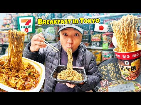 Eating 7-ELEVEN BREAKFAST for 3 DAYS in Tokyo Japan | BEST EVER 7-Eleven Noodles?!