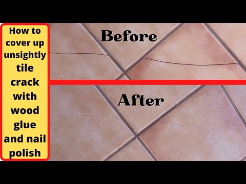 Tile crack instant repair with glue and nail polish