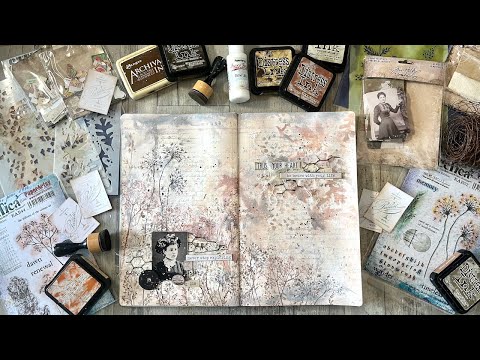 Autumnal Ledger Journal with Tim Holtz and PaperArtsy designs