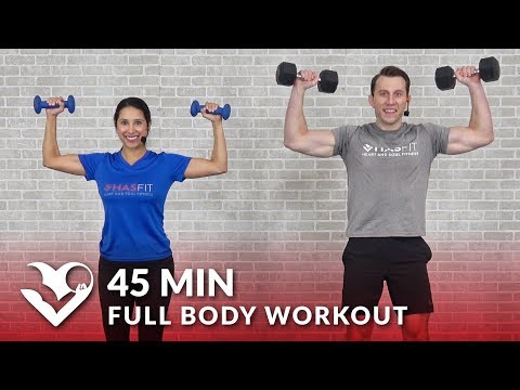 Full Body Workout with Dumbbells - 45 Min Total Body Strength Workout with Weights at Home Training