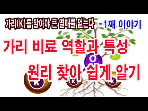가리의 역할과 특성. 원리 찾아 쉽게 알기-가리를 알아야 큰 열매를 얻을 수 있다. 첫째 이야기 (비료 특강, 칼륨, 칼리, 가리비료의 역할과 특성 원리에 비추어 쉽게 알기)