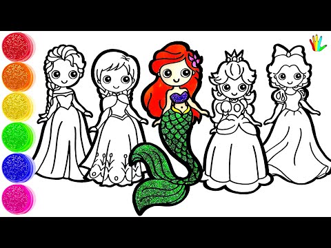 How to draw a Princess - Drawing 6 Cute Princesses Characters and Peppa Pig Drawing
