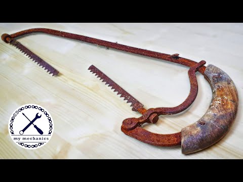 Antique Rusty Hacksaw with Broken Blade - Restoration