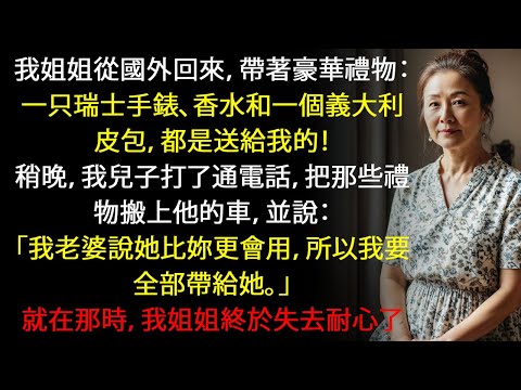 「我太太什麼都想要！」我兒子說道，拿走了我姊姊（或妹妹）帶给我的禮物。