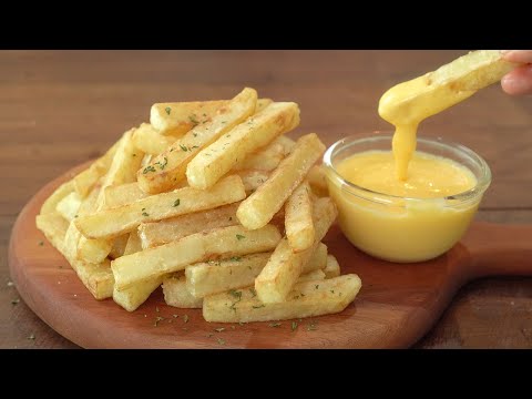 Fried Potatoes and Cheese Sauce :: How to Make Crispy French Fries