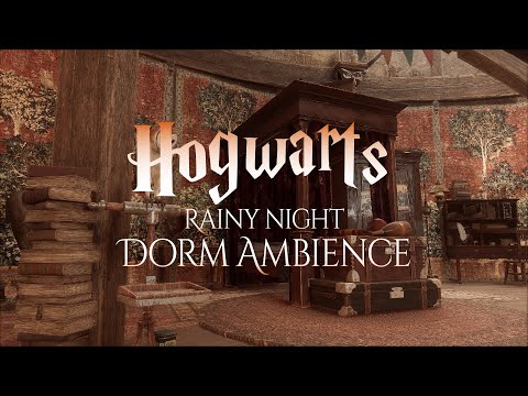 Rainy Night in Hogwarts Dormitories  | Harry Potter | Hogwarts Legacy | Music and Ambience