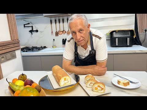 تحلية صيفية أسهل مايكون بالموجود عندك في الدار سويس رول بالفواكه و جينواز كتدوب في الفم وناقصة حلاوة