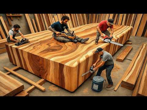 Craft a Solid Table from Cracked Rare Wood |  Amazing Woodworking Project by a 75-Year-Old Carpenter