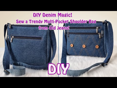 Cutting & Sewing a Stylish Multi-Pocket Shoulder Bag from Old Denim – New Shoulder Bag Tutorial