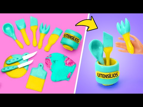 Vamos Criar Uma Cozinha Perfeita Para Bonecas! Utensílios de Cozinha em Miniatura & Luva Térmica