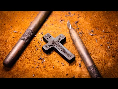 Hand-Carved Pendant Cross Made From African Blackwood #woodcarving