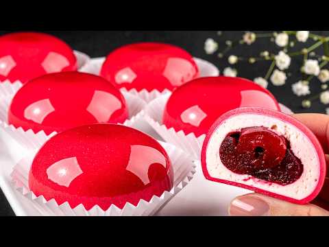 Mochi mit Kirsche und Milch! Frühstücksdessert zum Abnehmen!