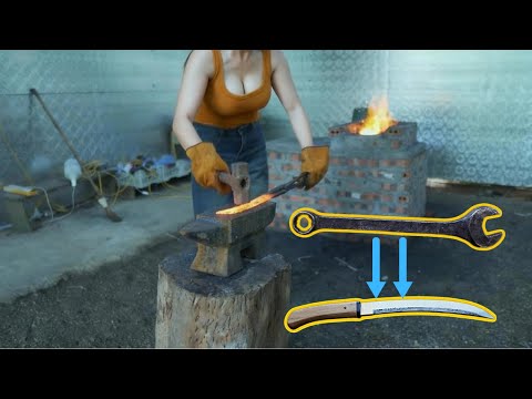 How I Forged a Beautiful Knife from a Broken Wrench! #forging #knife forging