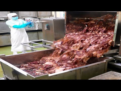 The process of mass producing Japanese corned beef. Japan's amazing food factory.