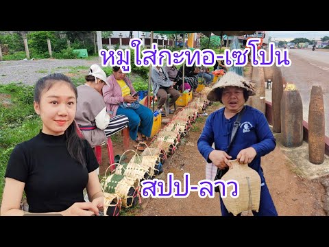 #เที่ยวลาว มีที่เดียวขายหมูตัวเป็นๆใส่กะทอ! ตลาดเช้าเมืองเซโปน #แขวงสะหวันนะเขต #สปปลาว #สาวลาว