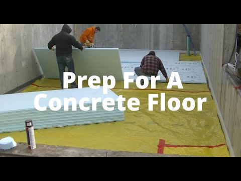 Prep Work Done Before Pouring A Concrete Floor (Vapor Barrier, Wire Mesh, Iso-strip, Styrofoam)