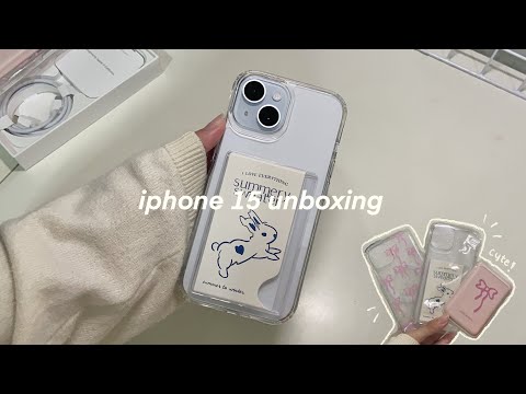 ☁️ iPhone 15 (blue) unboxing & accessories !