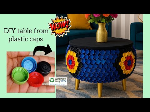 Beautiful center table from Plastic Bottle Caps| Waste to Wealth DIY