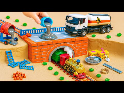 DIY Mini Truck Builds a Strong Brick and Concrete Bridge for Heavy Trailer Truck to prevent Dinosaur