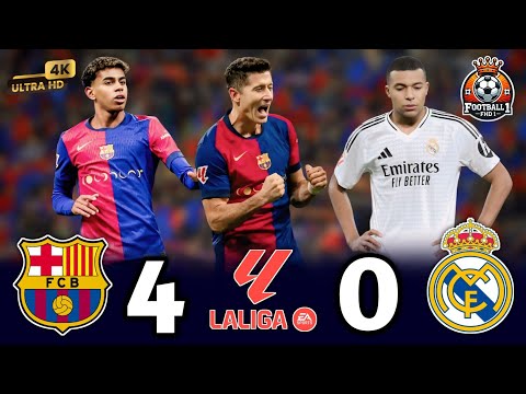Dramatic match - "Barcelona (4-0) Real Madrid 💥" extended highlight and goals🔥la liga [2024]🌟 ¦ 4k 💫