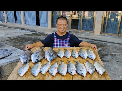 大兒子寄來價值2000多的好魚，阿胖山做全魚宴，12人圍坐壹桌吃過瘾